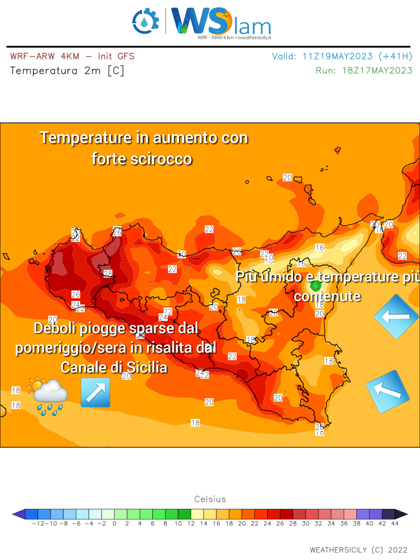 Meteo Sicilia: intenso Scirocco, clima mite e piogge sparse tra oggi e domani. Insidioso maltempo nel weekend!