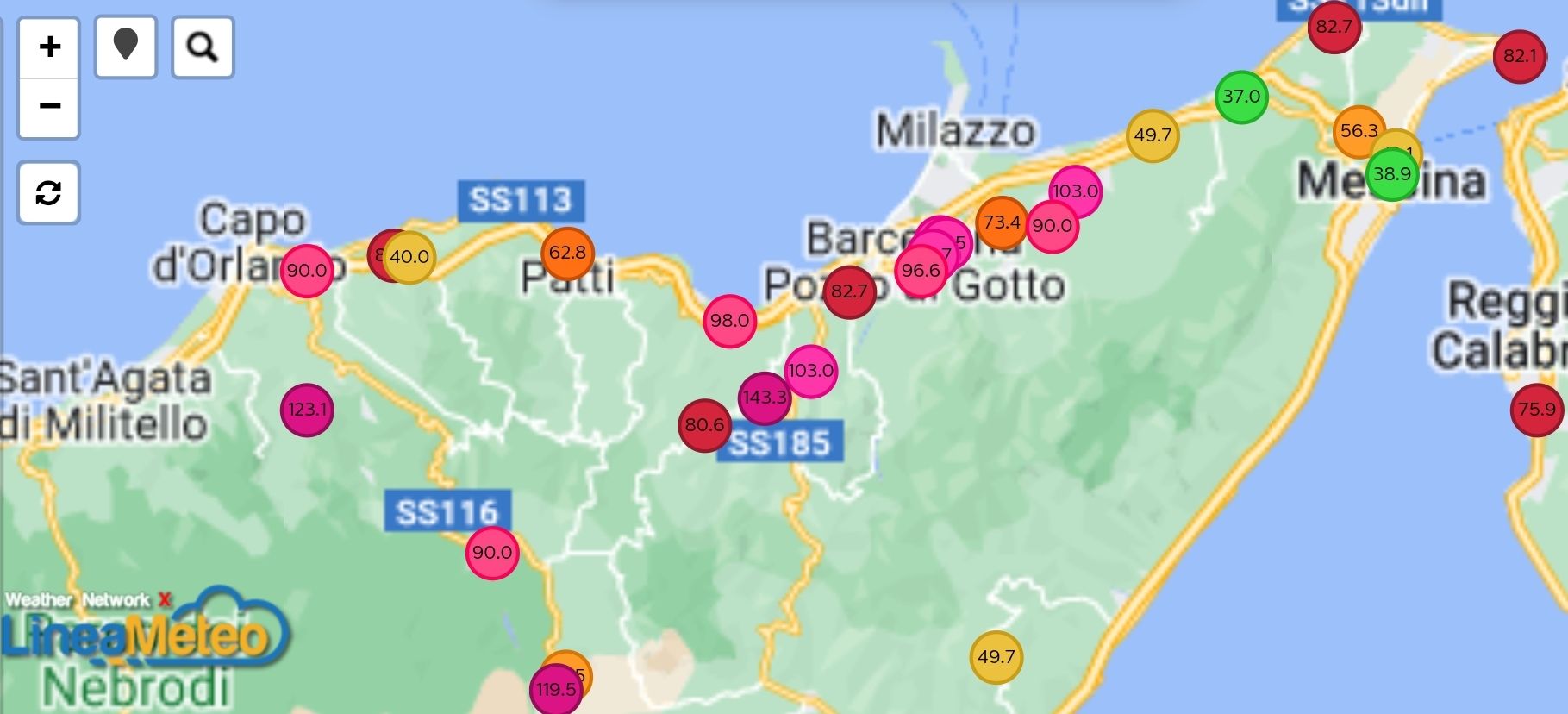 Meteo Messina e provincia: raffiche tempestose di scirocco con tanti disagi