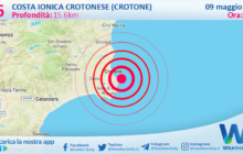 Scossa di terremoto magnitudo 2.6 nei pressi di Costa Ionica Crotonese (Crotone)