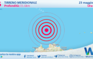 Scossa di terremoto magnitudo 2.5 nel Tirreno Meridionale (MARE)