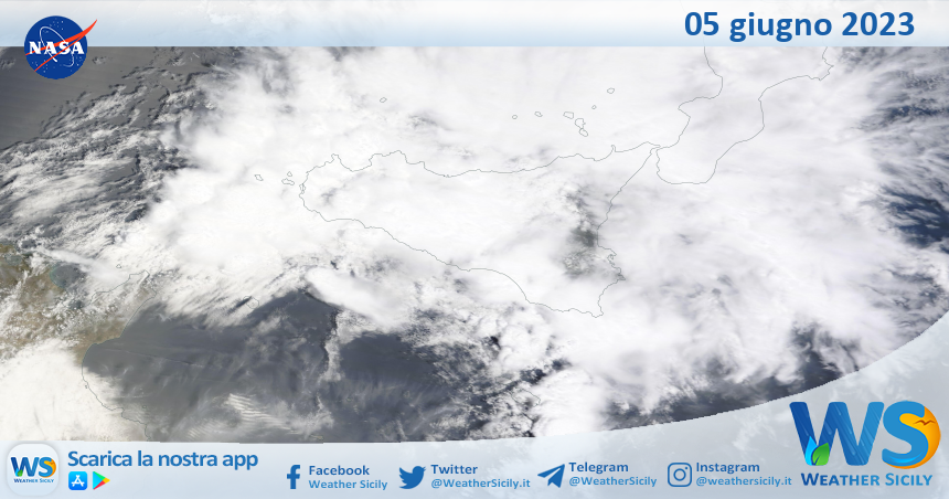 Meteo Sicilia: immagine satellitare Nasa di lunedì 05 giugno 2023