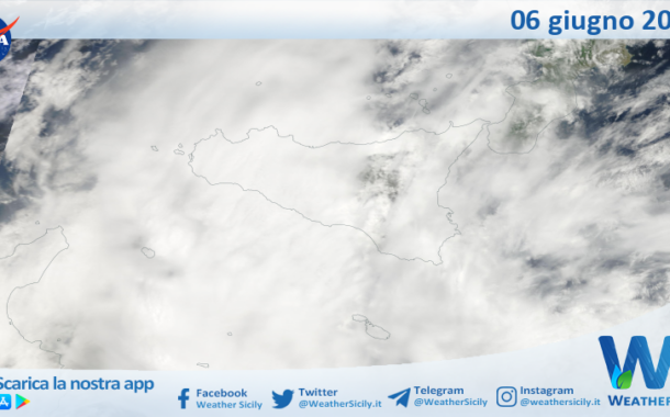 Meteo Sicilia: immagine satellitare Nasa di martedì 06 giugno 2023