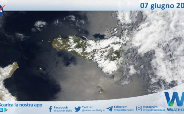 Meteo Sicilia: immagine satellitare Nasa di mercoledì 07 giugno 2023