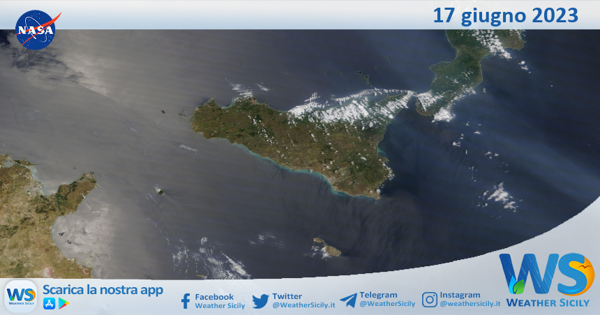 Meteo Sicilia: immagine satellitare Nasa di sabato 17 giugno 2023