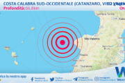 Scossa di terremoto magnitudo 2.5 nei pressi di Costa Calabra sud-occidentale (Catanzaro, Vibo Valentia, Reggio di Calabria)