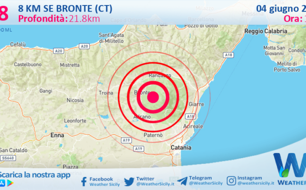 Scossa di terremoto magnitudo 2.8 nei pressi di Bronte (CT)