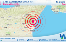 Scossa di terremoto magnitudo 3.1 nei pressi di Zafferana Etnea (CT)