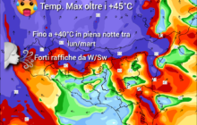 Meteo Palermo: libeccio infuocato tra lunedì e martedì! Attese temperature fino a +40°C in piena notte e oltre +45°C di giorno.