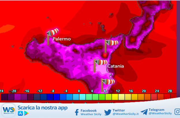 Sicilia: è un lunedì da record! Toccati i +47.8° a Siracusa e +46.7° a Palermo