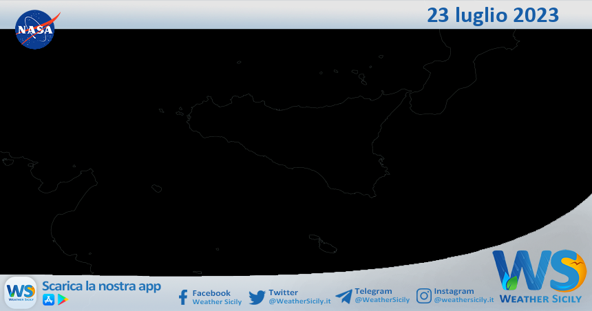 Meteo Sicilia: immagine satellitare Nasa di domenica 23 luglio 2023