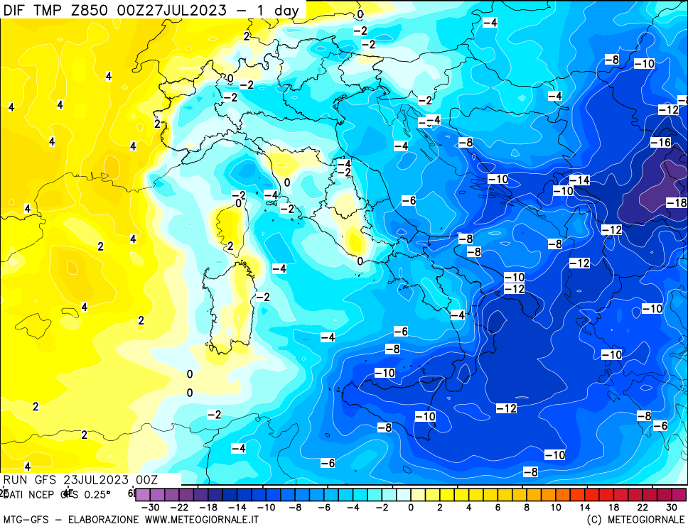 Meteo Sicilia: prima il gran caldo, poi crollo termico di 13-15°C tra mercoledì sera e giovedì 27 Luglio!