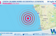 Scossa di terremoto magnitudo 3.3 nei pressi di Costa Calabra nord-occidentale (Cosenza)