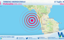 Scossa di terremoto magnitudo 3.1 nel Tirreno Meridionale (MARE)