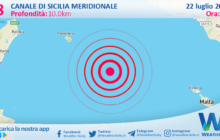 Scossa di terremoto magnitudo 2.8 nel Canale di Sicilia meridionale (MARE)