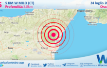 Scossa di terremoto magnitudo 2.5 nei pressi di Milo (CT)