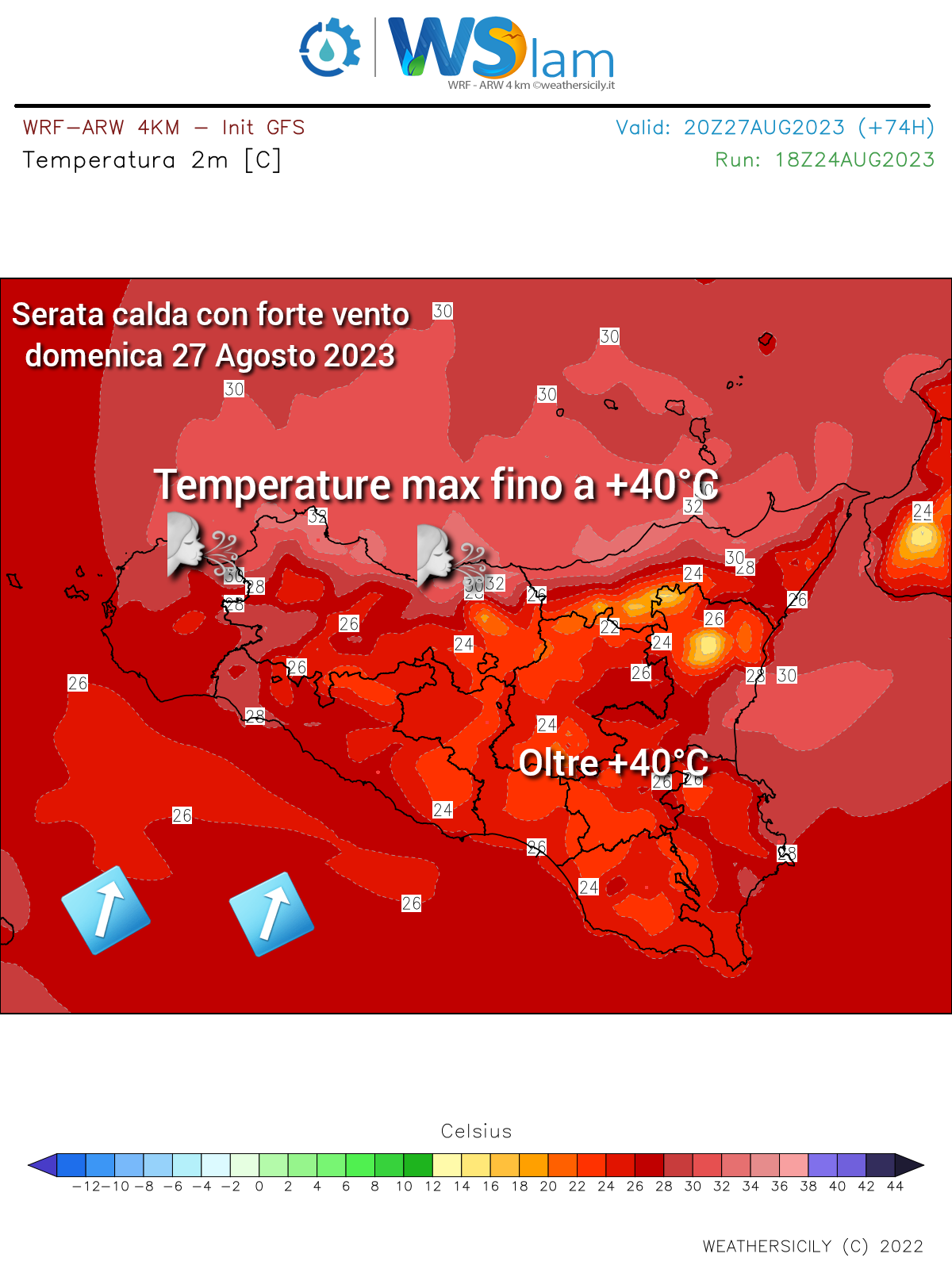 Meteo Sicilia: fino a +40°e forti venti meridionali domenica! drastico calo delle temperature da lunedì