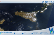 Meteo Sicilia: immagine satellitare Nasa di lunedì 14 agosto 2023