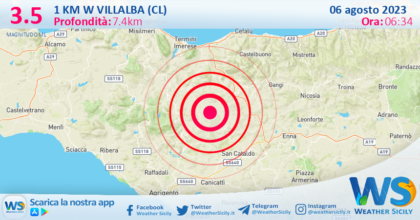 Scossa di terremoto magnitudo 3.5 nei pressi di Villalba (CL)