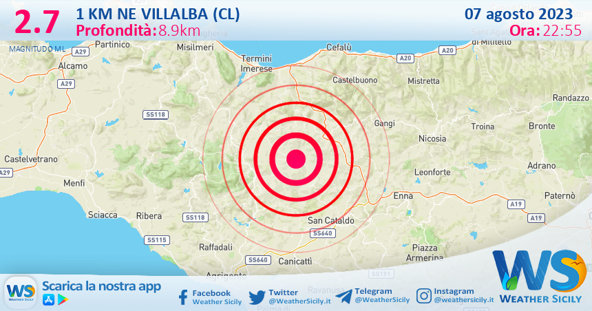 Scossa di terremoto magnitudo 2.7 nei pressi di Villalba (CL)