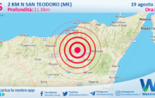 Scossa di terremoto magnitudo 2.5 nei pressi di San Teodoro (ME)