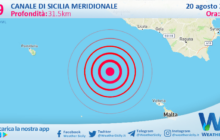 Scossa di terremoto magnitudo 2.9 nel Canale di Sicilia meridionale (MARE)