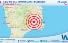 Scossa di terremoto magnitudo 2.7 nei pressi di San Mauro Marchesato (KR)