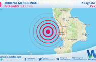 Scossa di terremoto magnitudo 3.0 nel Tirreno Meridionale (MARE)