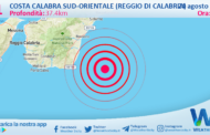 Scossa di terremoto magnitudo 3.1 nei pressi di Costa Calabra sud-orientale (Reggio di Calabria)
