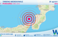 Scossa di terremoto magnitudo 3.1 nel Tirreno Meridionale (MARE)