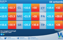 Meteo Sicilia: temperature previste per domani, lunedì 04 settembre 2023