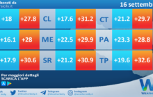 Meteo Sicilia: temperature previste per domani, sabato 16 settembre 2023