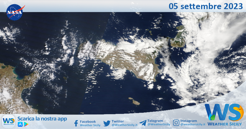 Meteo Sicilia: immagine satellitare Nasa di martedì 05 settembre 2023