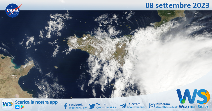 Meteo Sicilia: immagine satellitare Nasa di venerdì 08 settembre 2023