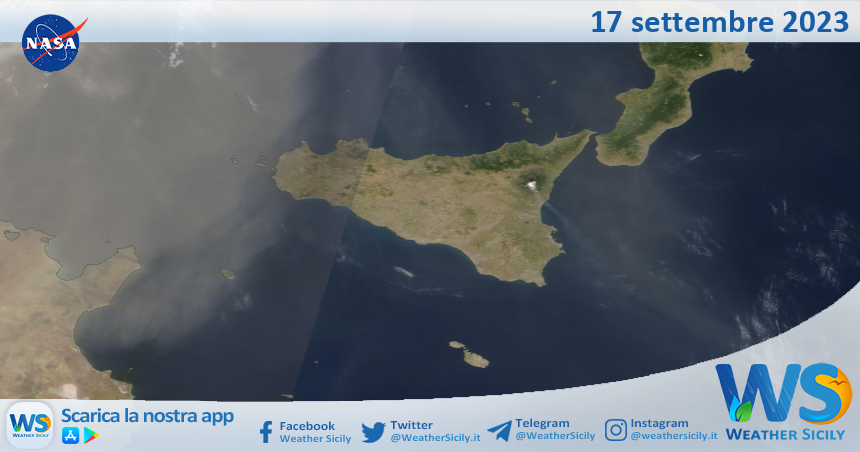 Meteo Sicilia: immagine satellitare Nasa di domenica 17 settembre 2023