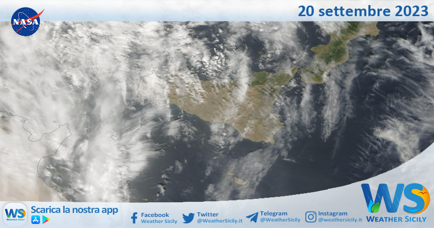 Meteo Sicilia: immagine satellitare Nasa di mercoledì 20 settembre 2023