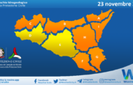 Meteo Sicilia: bollettino di allerta meteo per domani, giovedì 23 novembre 2023