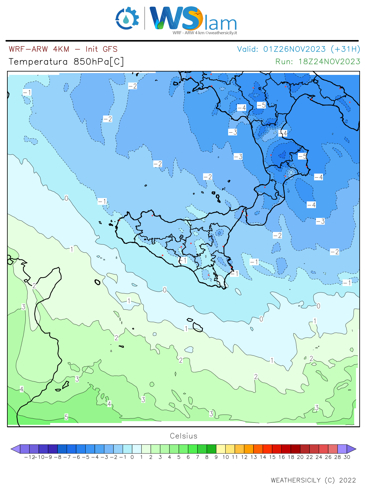 Meteo: Sicilia sferzata dal maestrale. Dal pomeriggio/sera si attende la prima neve stagionale a Piano Battaglia