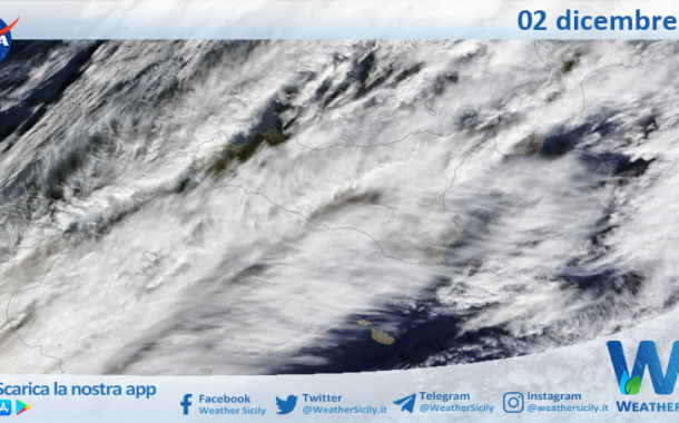 Meteo Sicilia: immagine satellitare Nasa di sabato 02 dicembre 2023