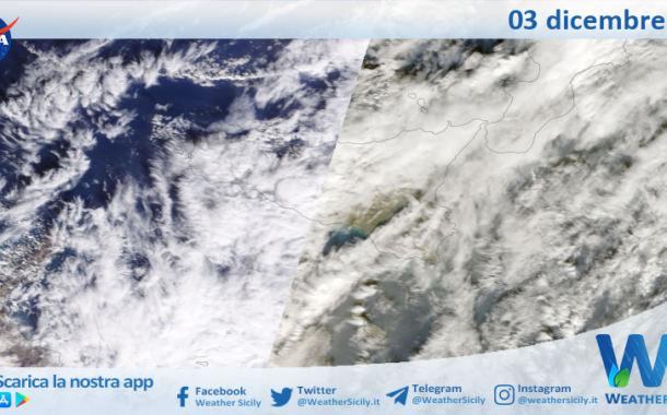 Meteo Sicilia: immagine satellitare Nasa di domenica 03 dicembre 2023