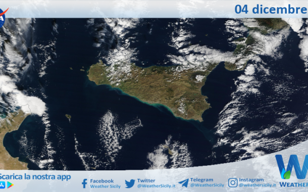 Meteo Sicilia: immagine satellitare Nasa di lunedì 04 dicembre 2023