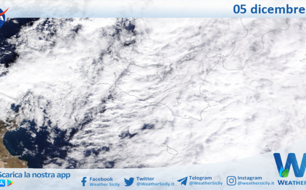 Meteo Sicilia: immagine satellitare Nasa di martedì 05 dicembre 2023