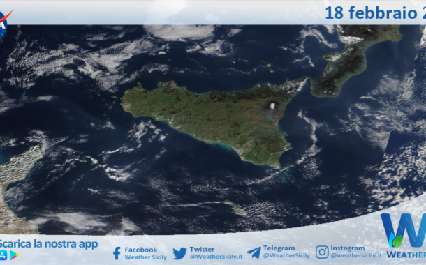 Meteo Sicilia: immagine satellitare Nasa di domenica 18 febbraio 2024