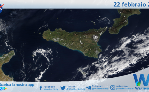 Meteo Sicilia: immagine satellitare Nasa di giovedì 22 febbraio 2024