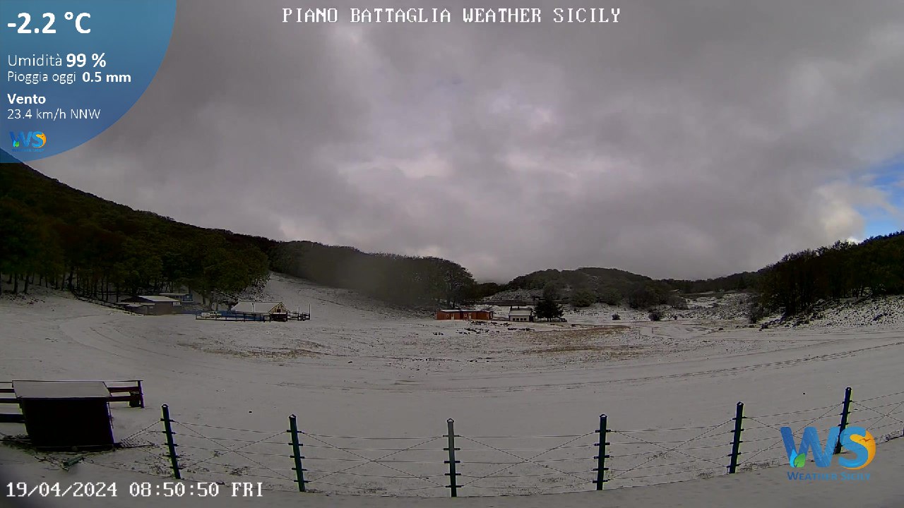 Meteo Sicilia: pioggia, freddo e grandinate in atto.  imbiancata Piano Battaglia!