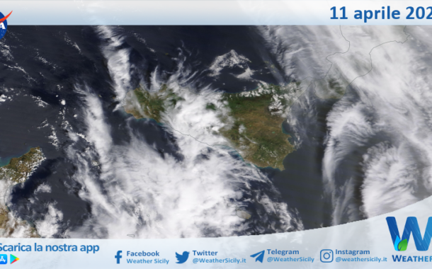 Meteo Sicilia: immagine satellitare Nasa di giovedì 11 aprile 2024