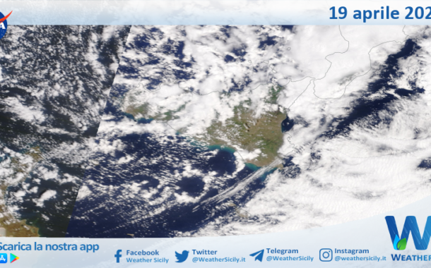Meteo Sicilia: immagine satellitare Nasa di venerdì 19 aprile 2024