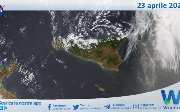 Meteo Sicilia: immagine satellitare Nasa di martedì 23 aprile 2024