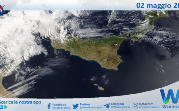 Meteo Sicilia: immagine satellitare Nasa di giovedì 02 maggio 2024