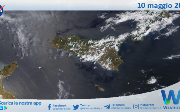 Meteo Sicilia: immagine satellitare Nasa di venerdì 10 maggio 2024