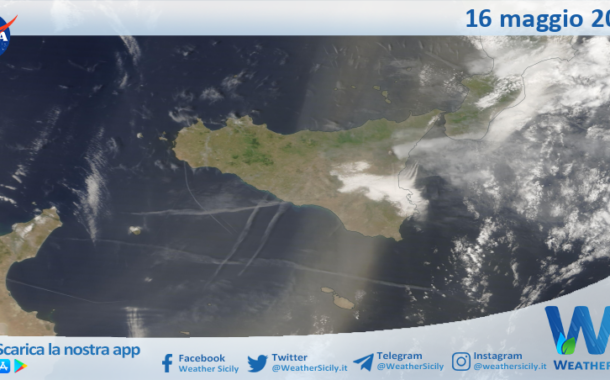 Meteo Sicilia: immagine satellitare Nasa di giovedì 16 maggio 2024